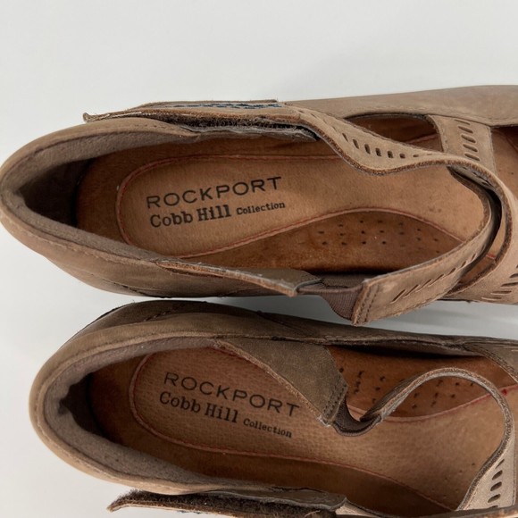 Rockport Cobb Hill Janet Cross-Strap Mary Jane Leather Comfort Wedge Size 9 - Picture 6 of 11